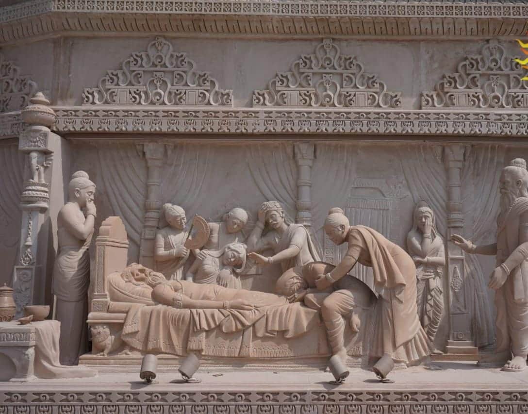 Ayodhya: Divine murals from Ramayana carved on the lower plinth of Ram Temple