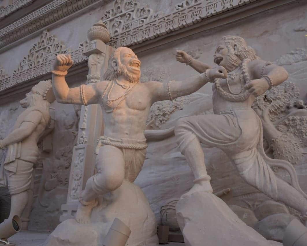 Ayodhya: Divine murals from Ramayana carved on the lower plinth of Ram Temple