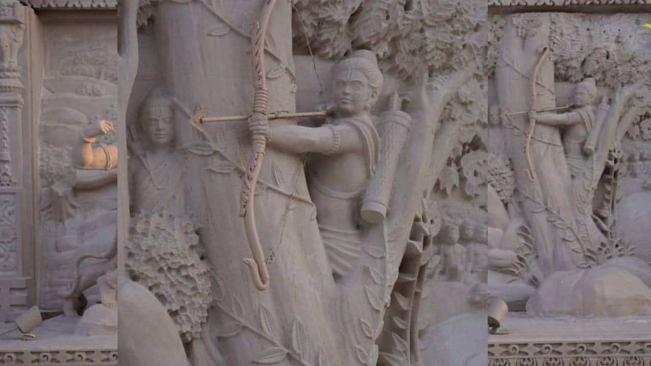Ayodhya: Divine murals from Ramayana carved on the lower plinth of Ram Temple