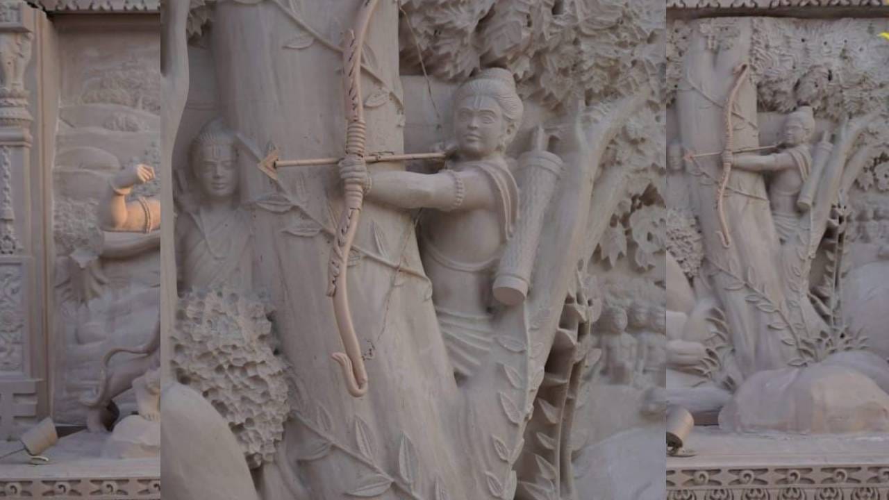 Ayodhya: Divine murals from Ramayana carved on the lower plinth of Ram Temple