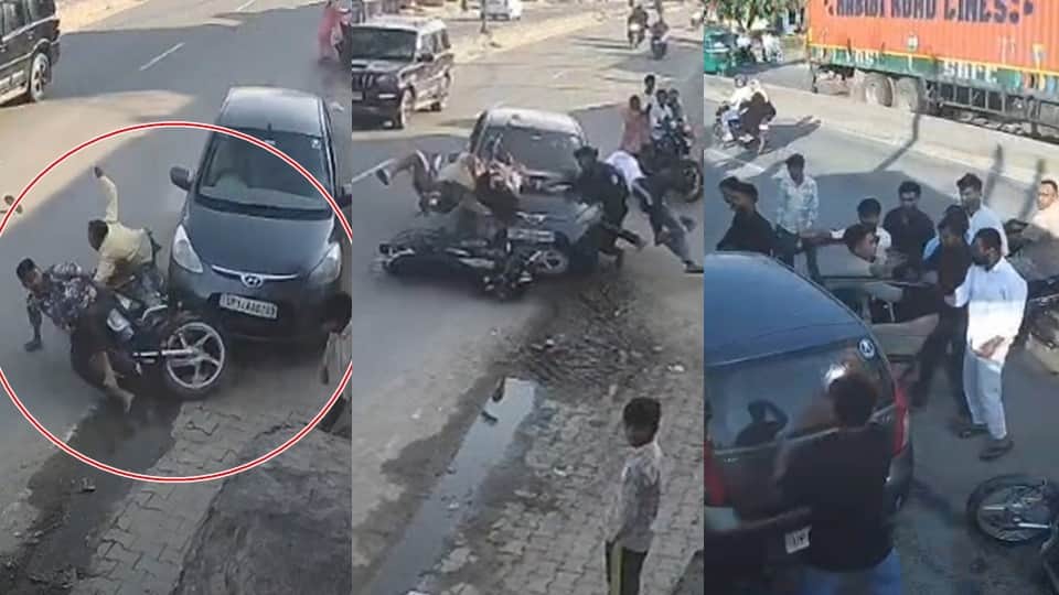 मैनाठेर में कार सवार ने लोगों को कुचला