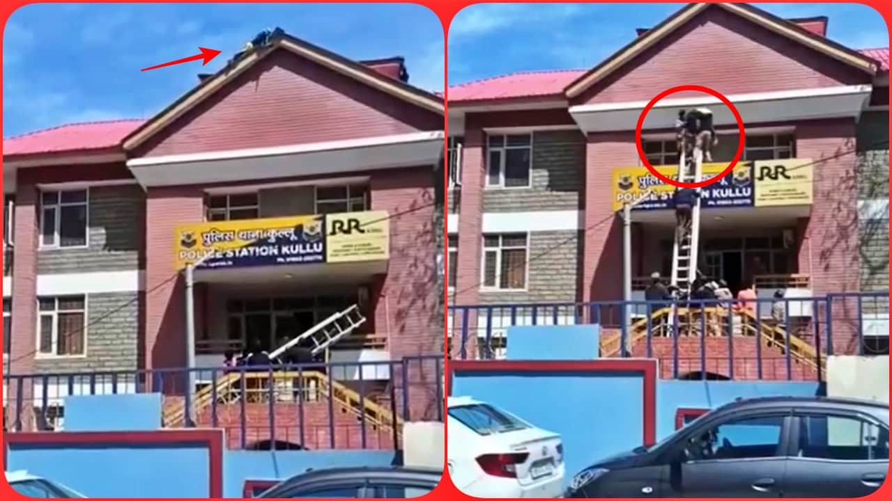 पति को छुड़ाने थाने की छत पर चढ़ी पत्नी