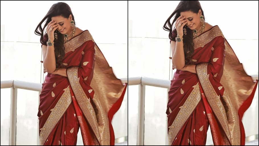 Shweta Tiwari Banarasi Saree Look 