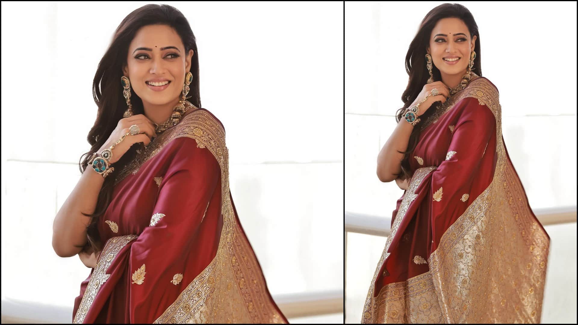 Shweta Tiwari Banarasi Saree Look Modern Style Inspiration In Hindi Disprj