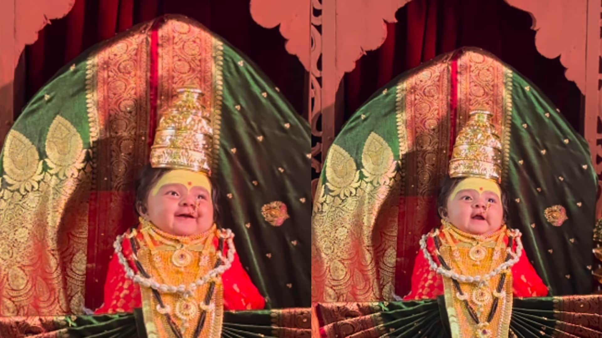 3 महीने की बच्ची बनी देवी मां, मासूमियत ने जीता लोगों का दिल