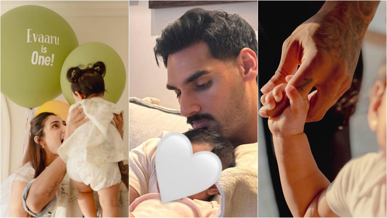 Athiya Shetty KL Rahul Daughter Evaarah Turns One couple shares first birthday celebration Photos Of Baby Girl