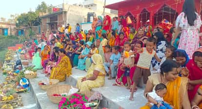 chaiti chhath 2026 bihar ghats devotees crowd sandhya arghya muzaffarpur saran purnia samastipur darbhanga