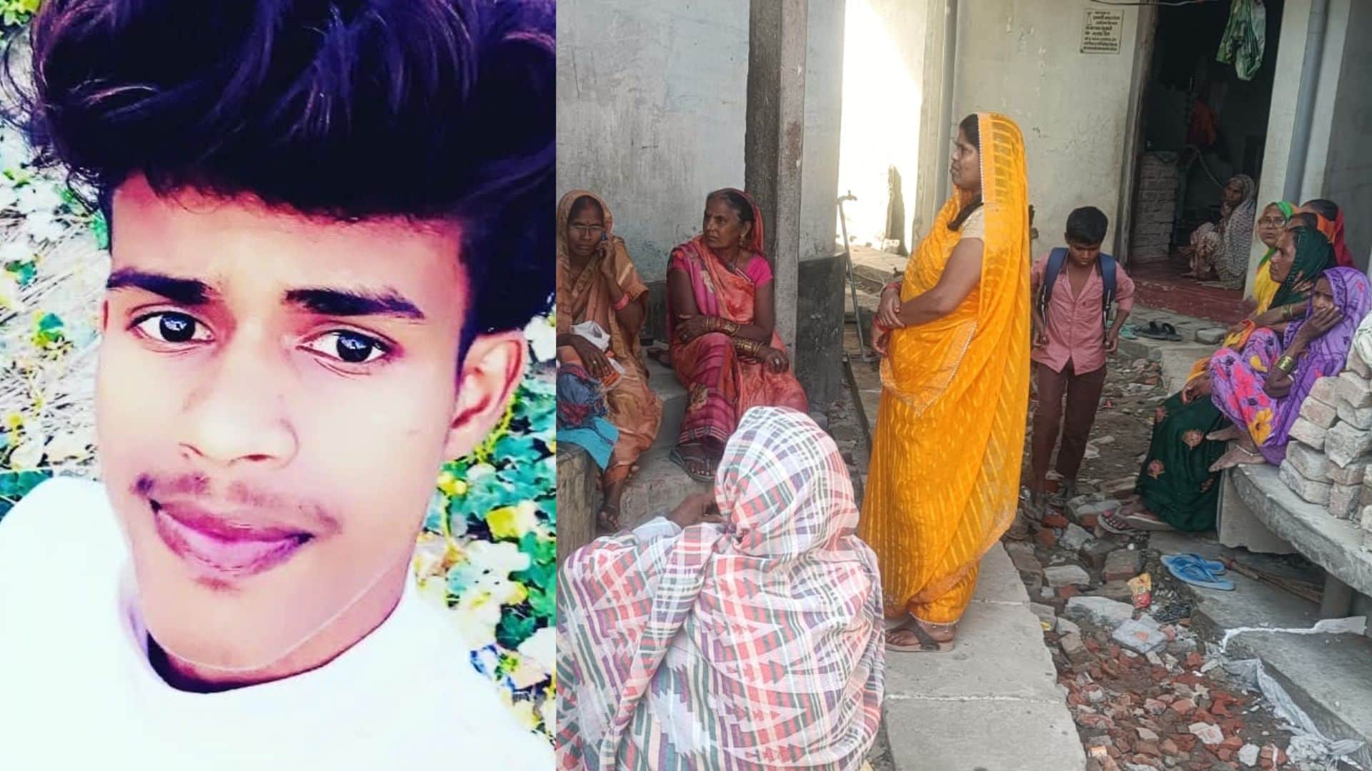 मृतक की फाइल फोटो व रोते- बिलखते परिजन