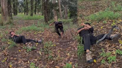 Man was trying to catch the tail of a fleeing snake such an attack retaliated video goes viral