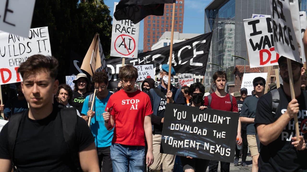 san francisco protest against ai companies openai anthropic security risks tech news