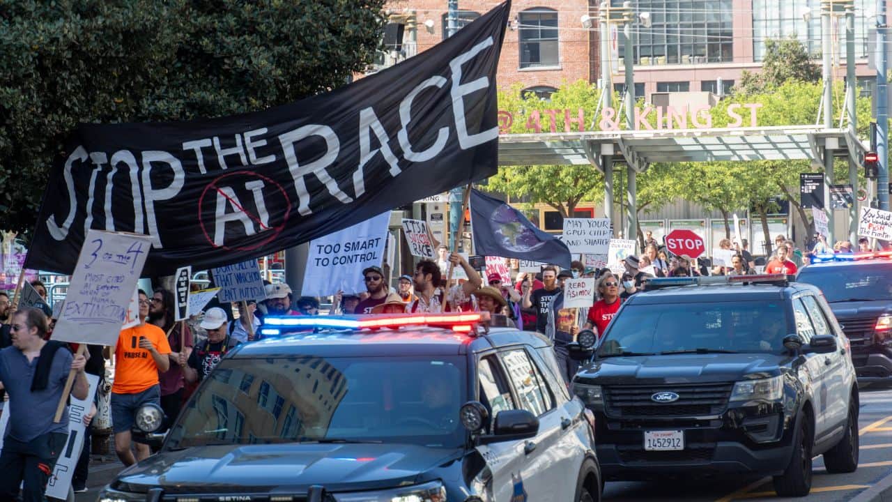 san francisco protest against ai companies openai anthropic security risks tech news