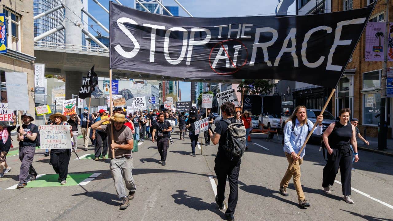 san francisco protest against ai companies openai anthropic security risks tech news