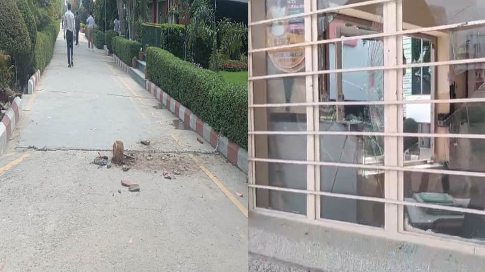 विश्विद्यालय में तोड़फोड़