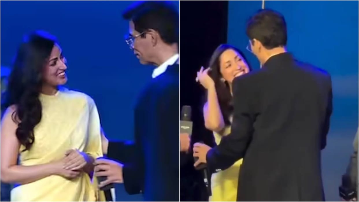 Karan Johar hugs Yami Gautam at event amid the announcement of actress new film Nayyi Navelli Video Viral