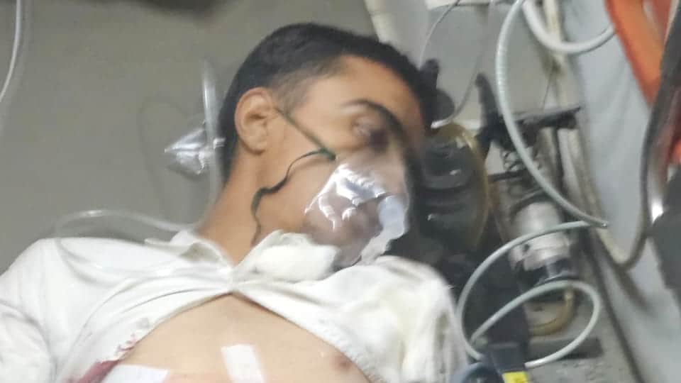 अस्पताल में उपचाराधीन अभि।