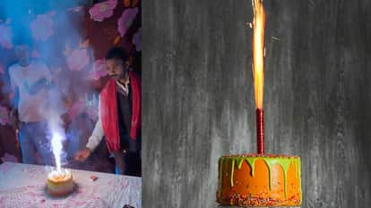 Birthday celebration cake exploded as soon as the fire candle was put on it viral goes viral on social media