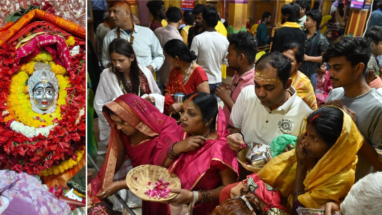 Spring Navratri Queues Fill Lanes for Darshan of Mangala Gauri and Annapurna Devotees
