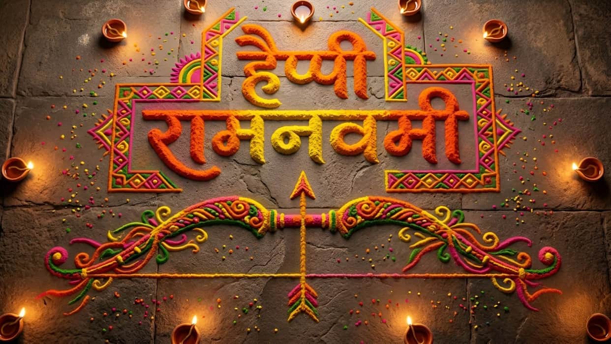ram navami 2026 special rangoli design simple images  lord ram rangoli design