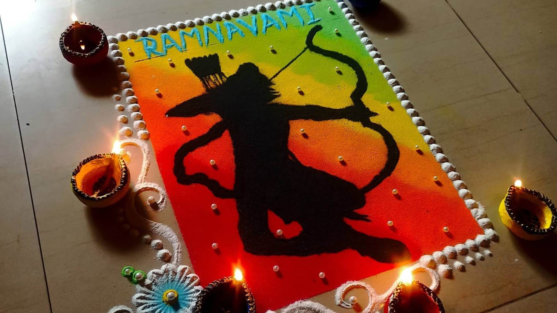 ram navami 2026 special rangoli design simple images  lord ram rangoli design