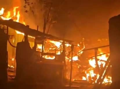 Fire breaks out after two cylinders burst, three houses destroyed; half city power cut off