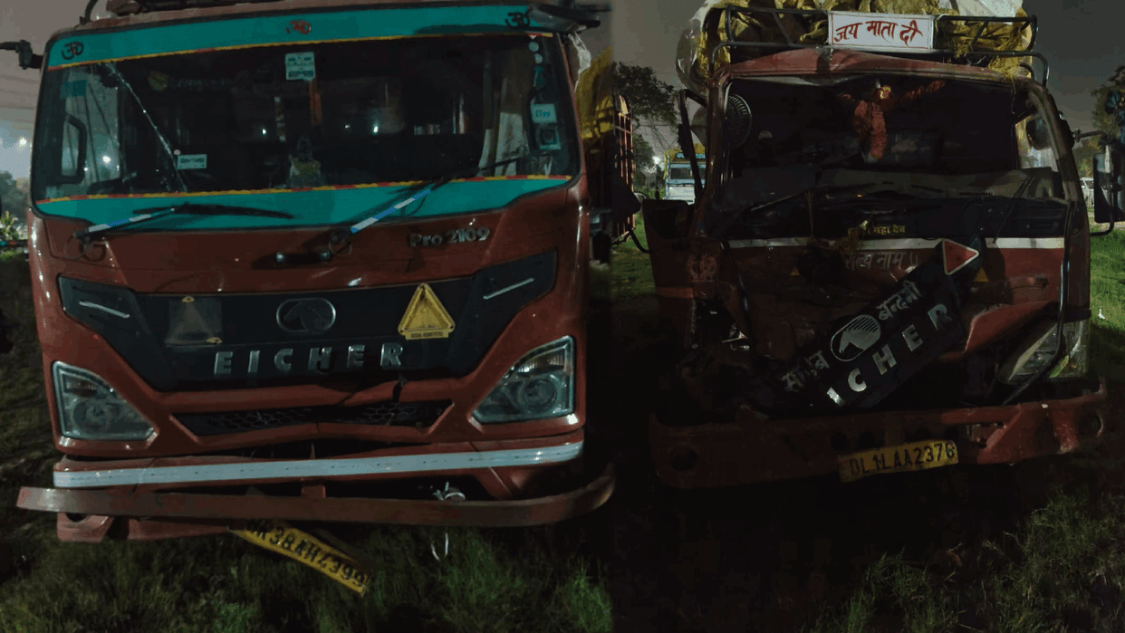 broken-down canter struck by another canter and one death on NH-9 mussoorie