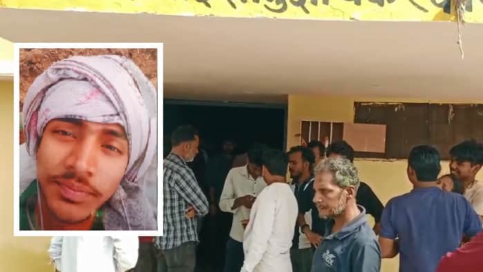 मृतक अंश सिंह की फाइल फोटो और रोते-बिलखते परिजन