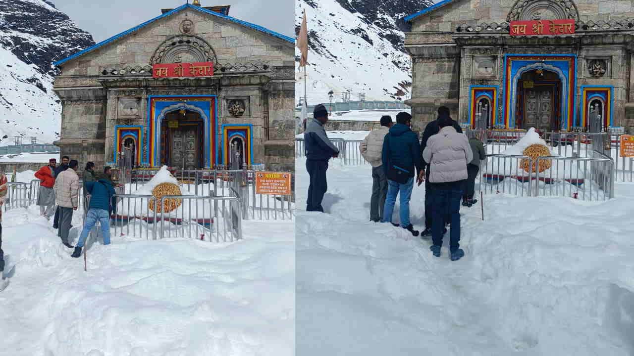 Four Feet Snow at Kedarnath Dham Police ITBP Personnel Deployed Shop Allotment Soon Chardham yatra 2026