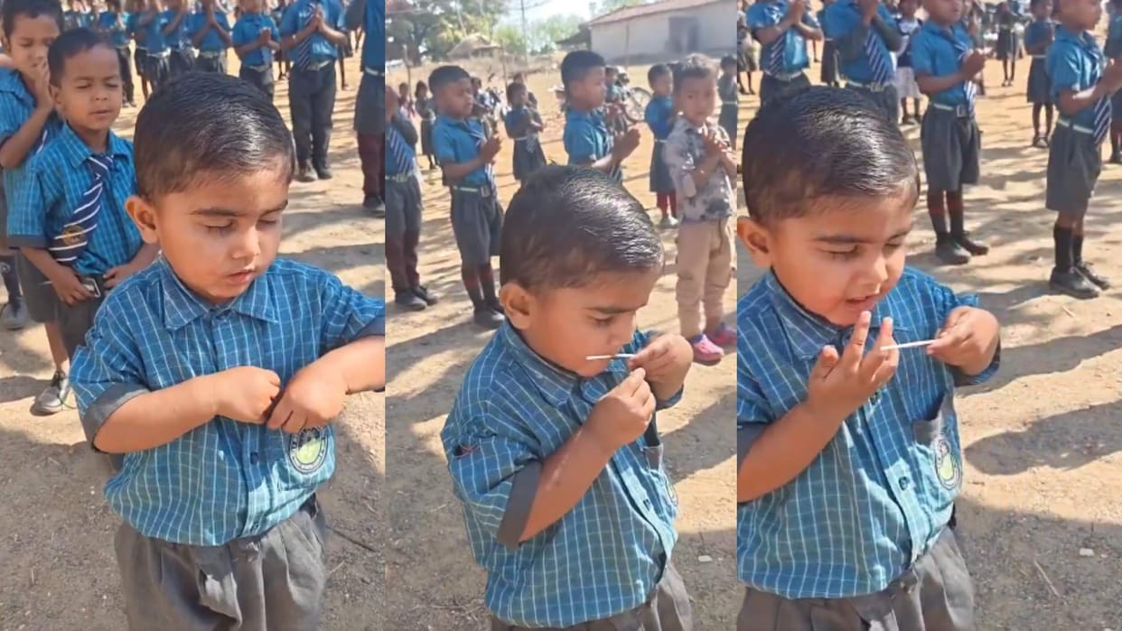 School assembly little boy eating lollipop during prayer viral video winning hearts on internet