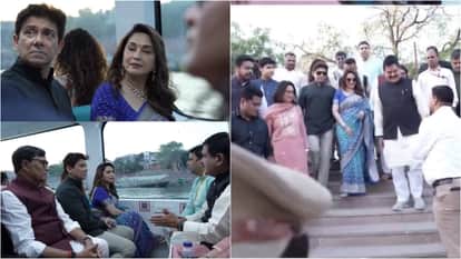 Madhuri Dixit Visit Varanasi with husband Shriram Nene offered prayer at Kashi Vishwanath Temple shares video