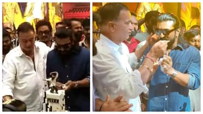 Global Star Ram Charan cuts his birthday cake on the sets of Peddi in Hyderabad see viral video