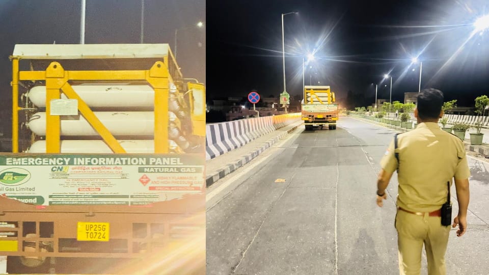 Dehradun News Gas Leak from Vehicle Transporting CNG Cylinders on Mohkampur Flyover Traffic Halted