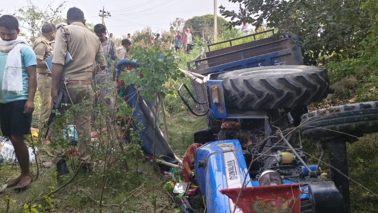 UP Accident Tractor-trolley packed with devotees overturns in Varanasi chaos ensues as screams ring out