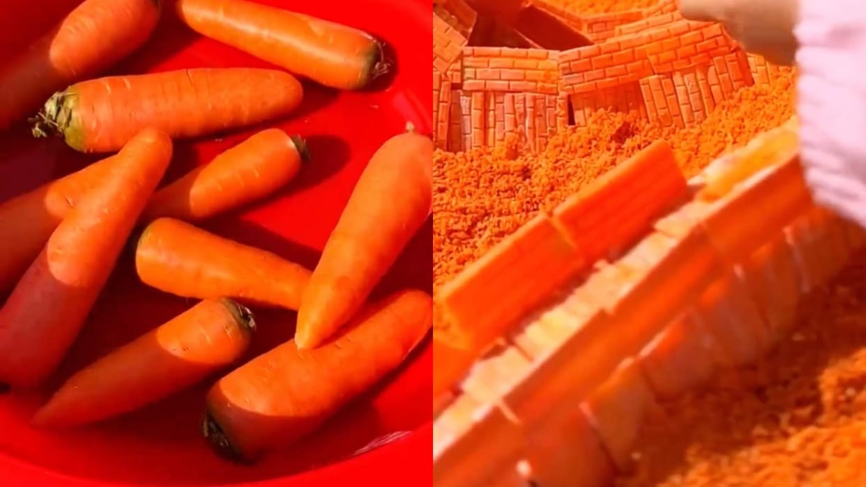 China girl carved carrots with her teeth and created several sculptures video goes viral