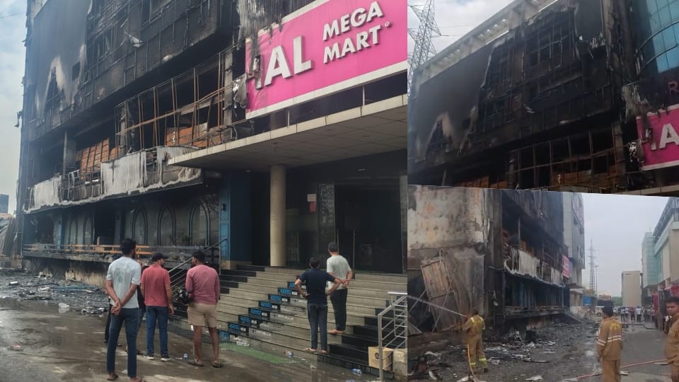 A fire broke out at Vishal Mega Mart near Sector 76 Metro Station in Noida