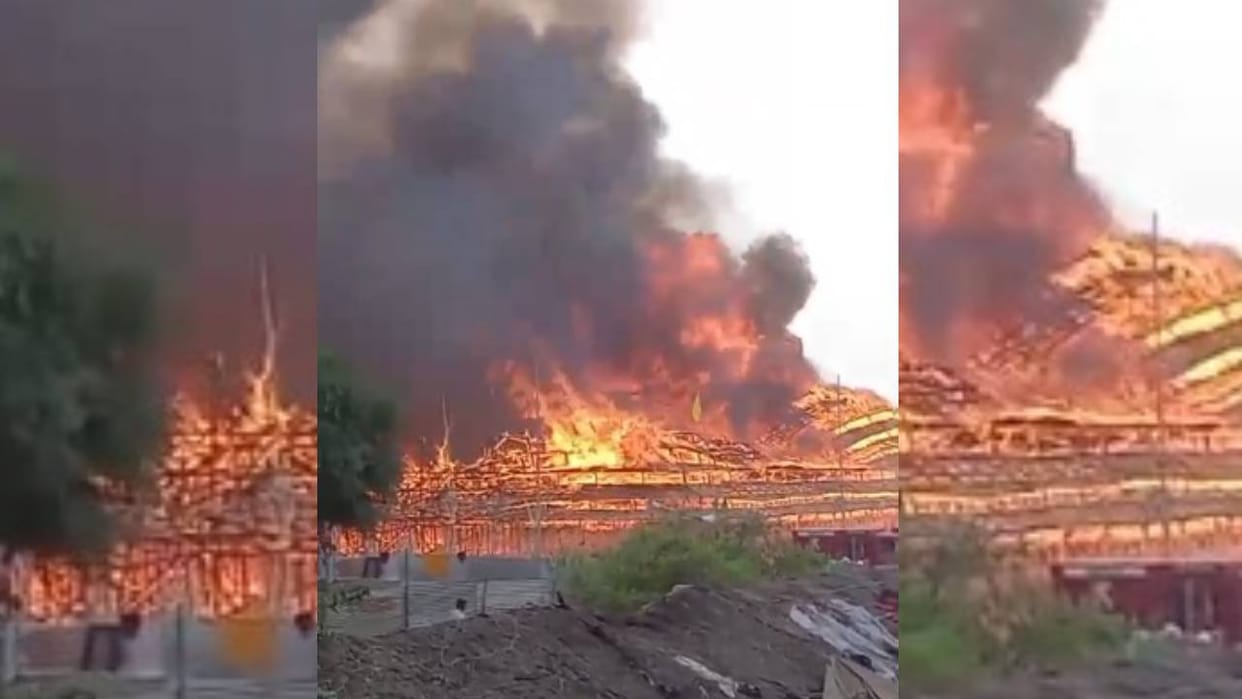 Ayodhya Fire News: Fire Breaks Out at Rajghat Mahayagya Yagyashala, Panic at Site