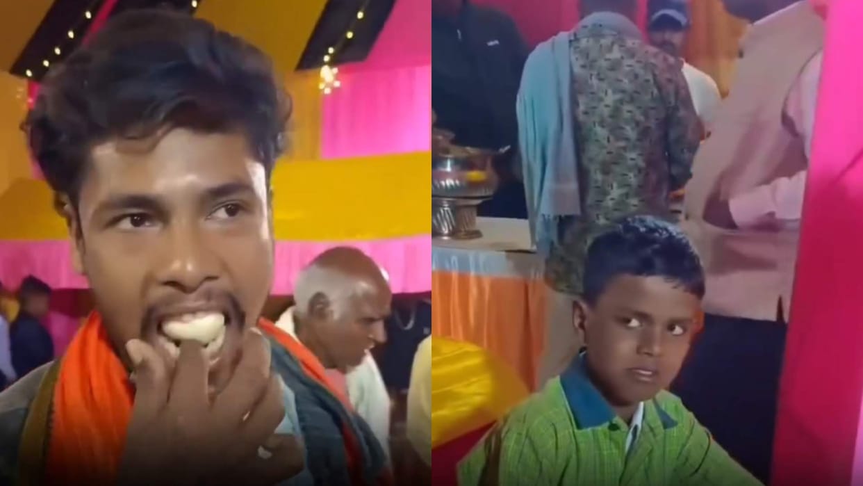 Man stole a rasgulla from a small child plate and ate it people will got angry after seeing this video