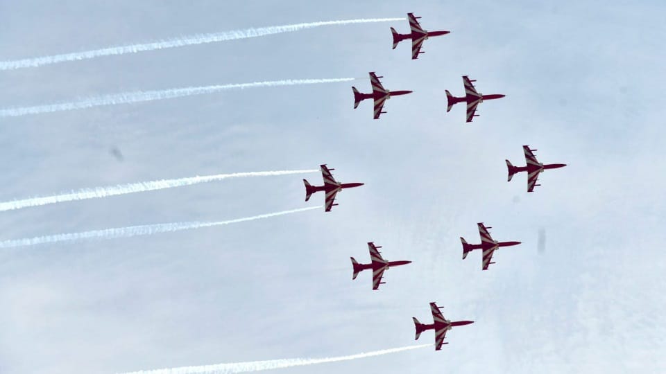 air show will be held at Namo Ghat in October nine Surya Kiran jets at varanasi airport