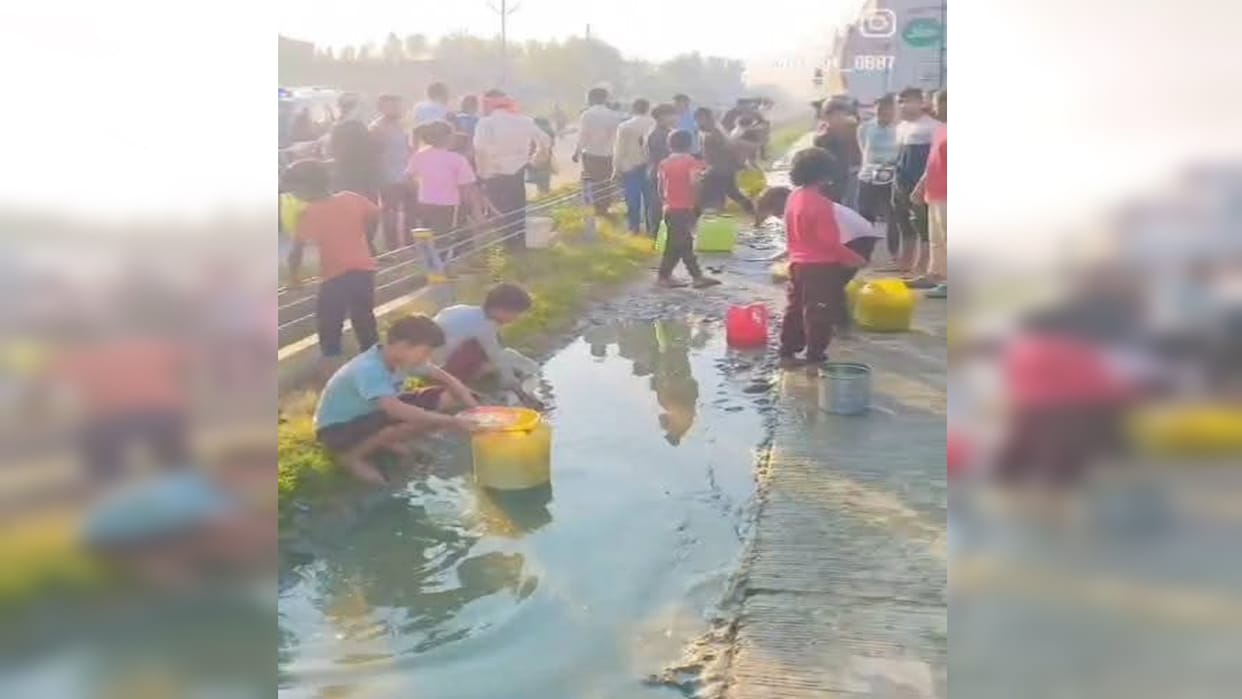 After the accident, people took away diesel in buckets and cans