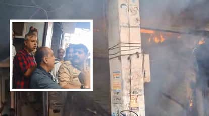 Kanpur Massive Fire at Deep Garments on P Road Goods Engulfed in Flames Clashes Erupt Among Shopkeepers