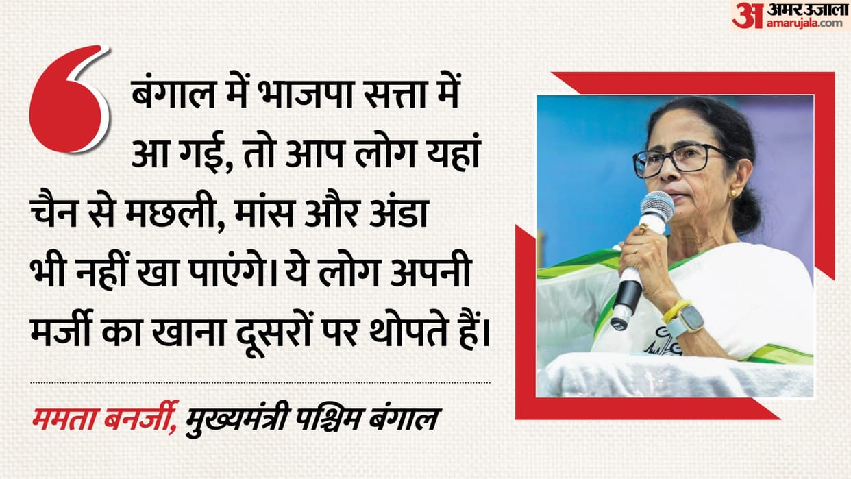 mamata banerjee attacks bjp over fish meat and riots allegations