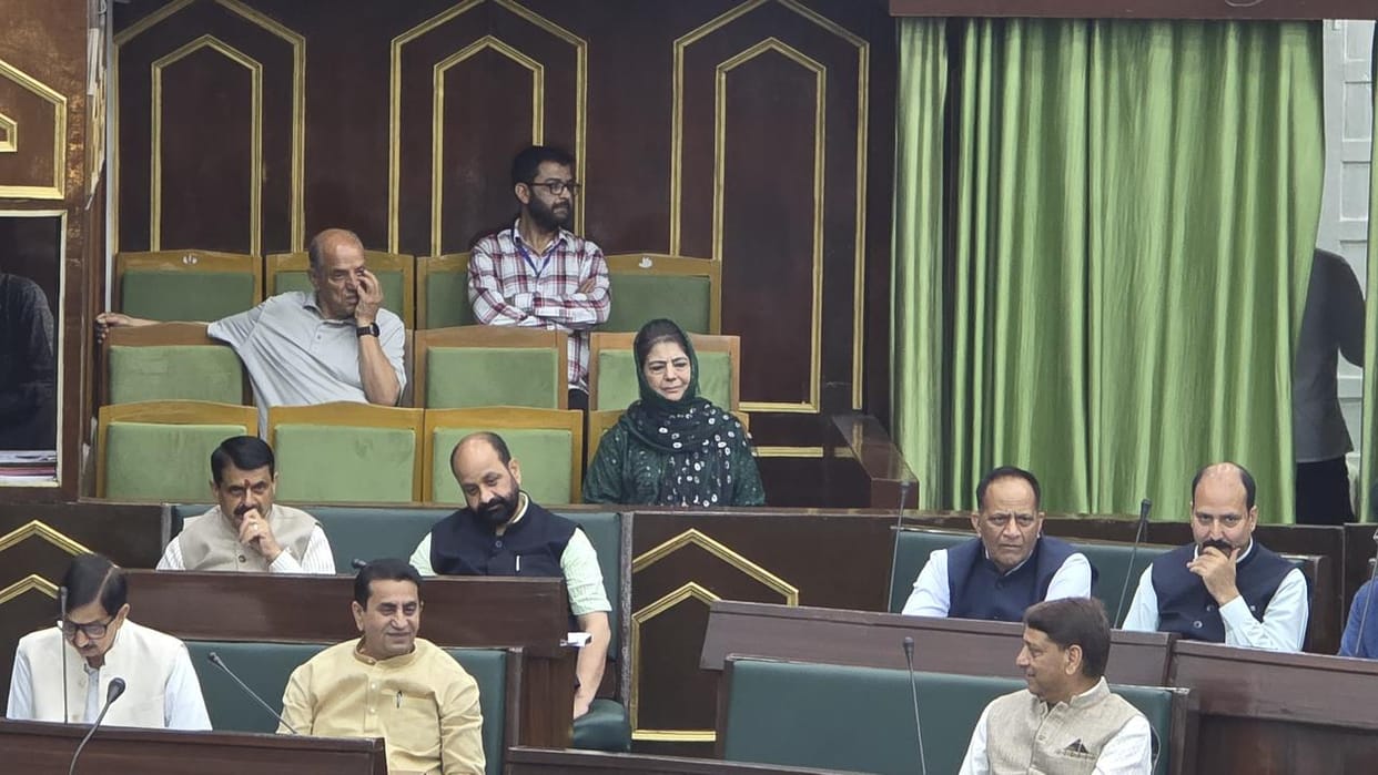 Mehbooba Mufti arrived to witness the proceedings of the Question Hour of the Budget Session of the Assembly o