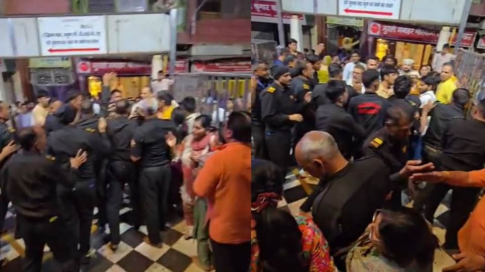 श्रद्धालुओं से मारपीट।