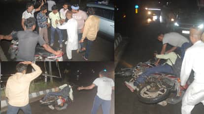 Over 20 bikes skidded and fell after slipping on sugar mill waste on baghpat meerut highway