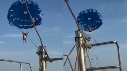 Goa Baga Beach Parasailing Rope Snaps Tourist Falls In Sea Viral Video