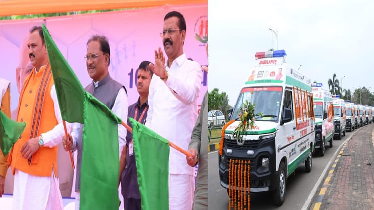 शहर में 15 और गांव में 30 मिनट में पहुंचेगी 108 सेवा:छत्तीसगढ़ में CM साय ने 370 नई एम्बुलेंस को दिखाई हरी झंडी