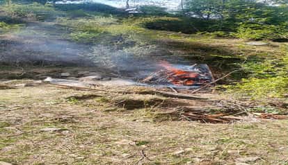 The pyres of two friends who met with an accident on the Chintoli-Nagchula Khal Road were lit together