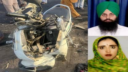 क्षतिग्रस्त स्कूटी और मृतक भाई-बहन की फाइल फोटो।