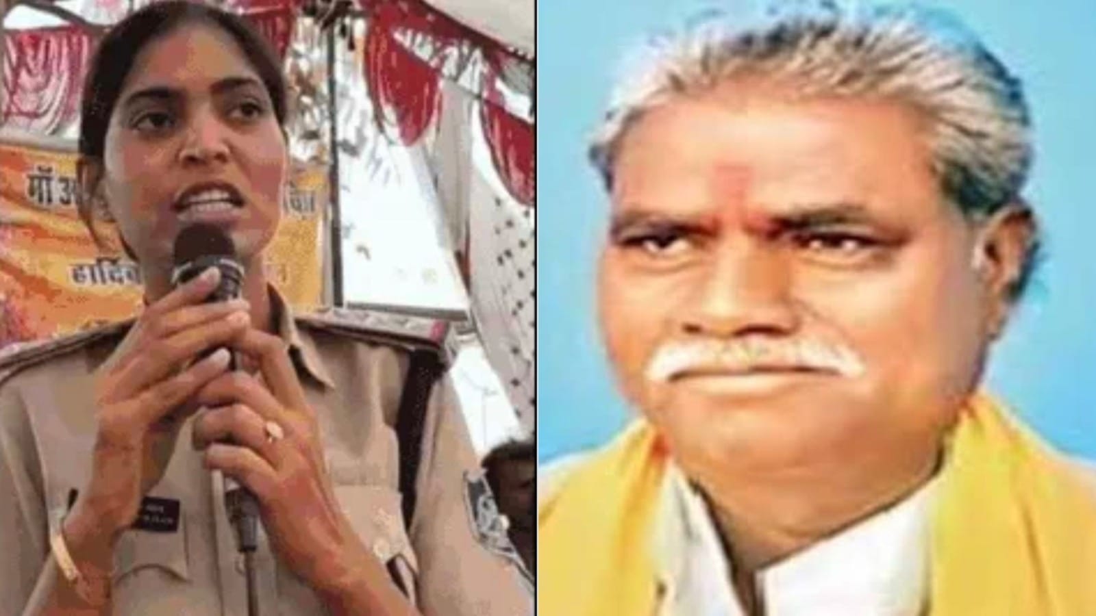 राज्य मंत्री सीताराम आदिवासी और टीआई यास्मीन खान का फाइल फोटो।
