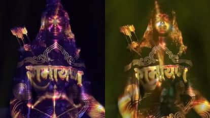 Laser Show Trial at Ramayana Vatika Lord Rama Statue Gleams with Light in Bareilly