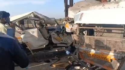 two people died as horrific collision between sleeper bus and pickup on highway in Budaun